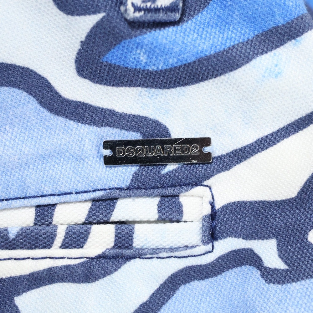 DSQUARED2(ディースクエアード) 15SS カモ柄 迷彩 デニム ハーフパンツ ショーツ ホワイト/ブルー S74MU0364 S43465