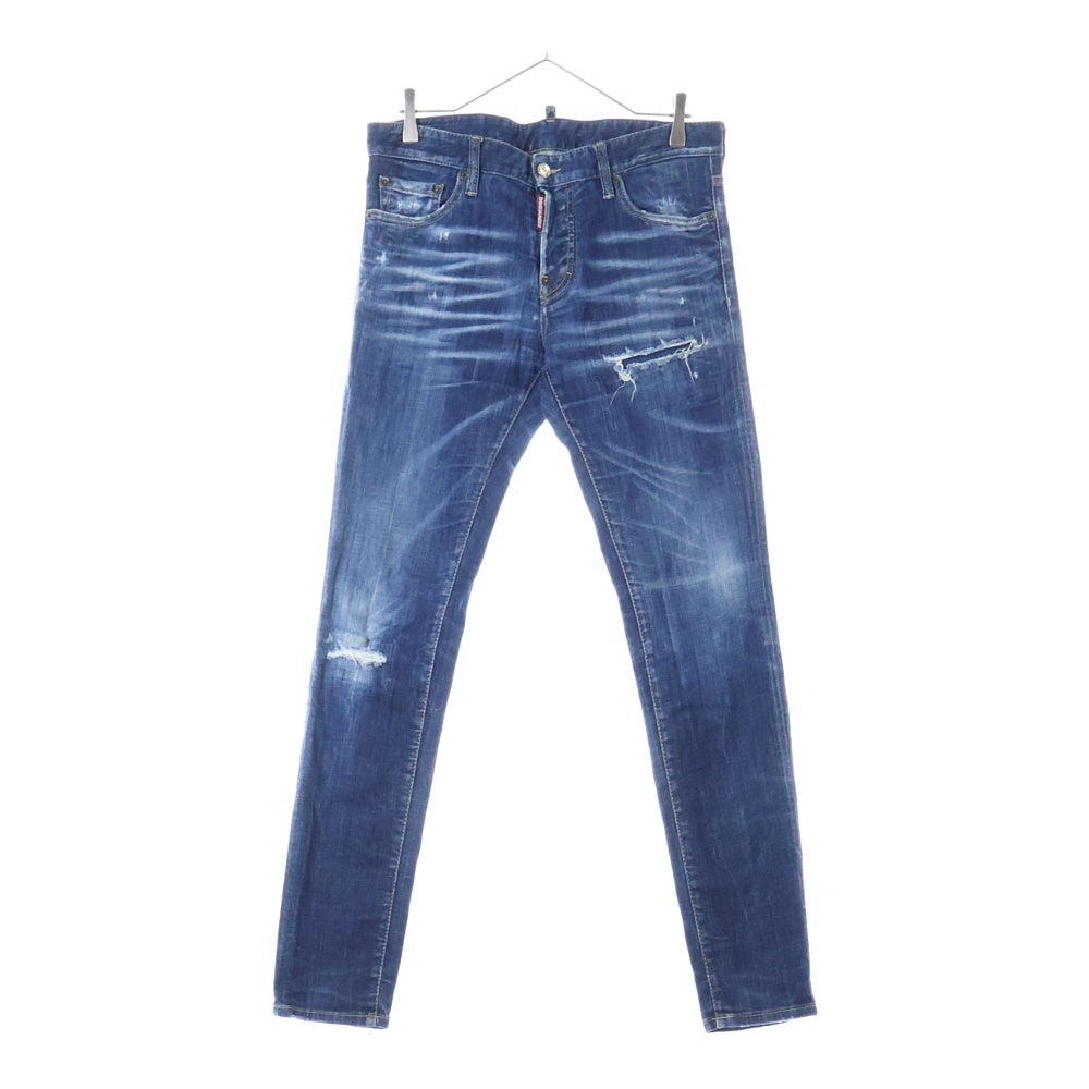 DSQUARED2(ディースクエアード) 22AW SLIM JEAN ダメージ加工 スリム デニムパンツ ジーンズ インディゴ S74LB1152 S30342