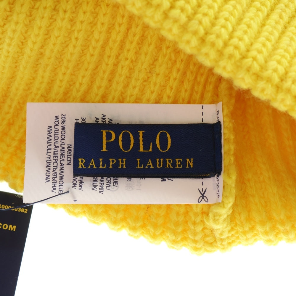 POLO RALPH LAUREN(ポロラルフローレン) HI TECH Knit Beanie フロントロゴ ニット ビーニー 帽子 イエロー
