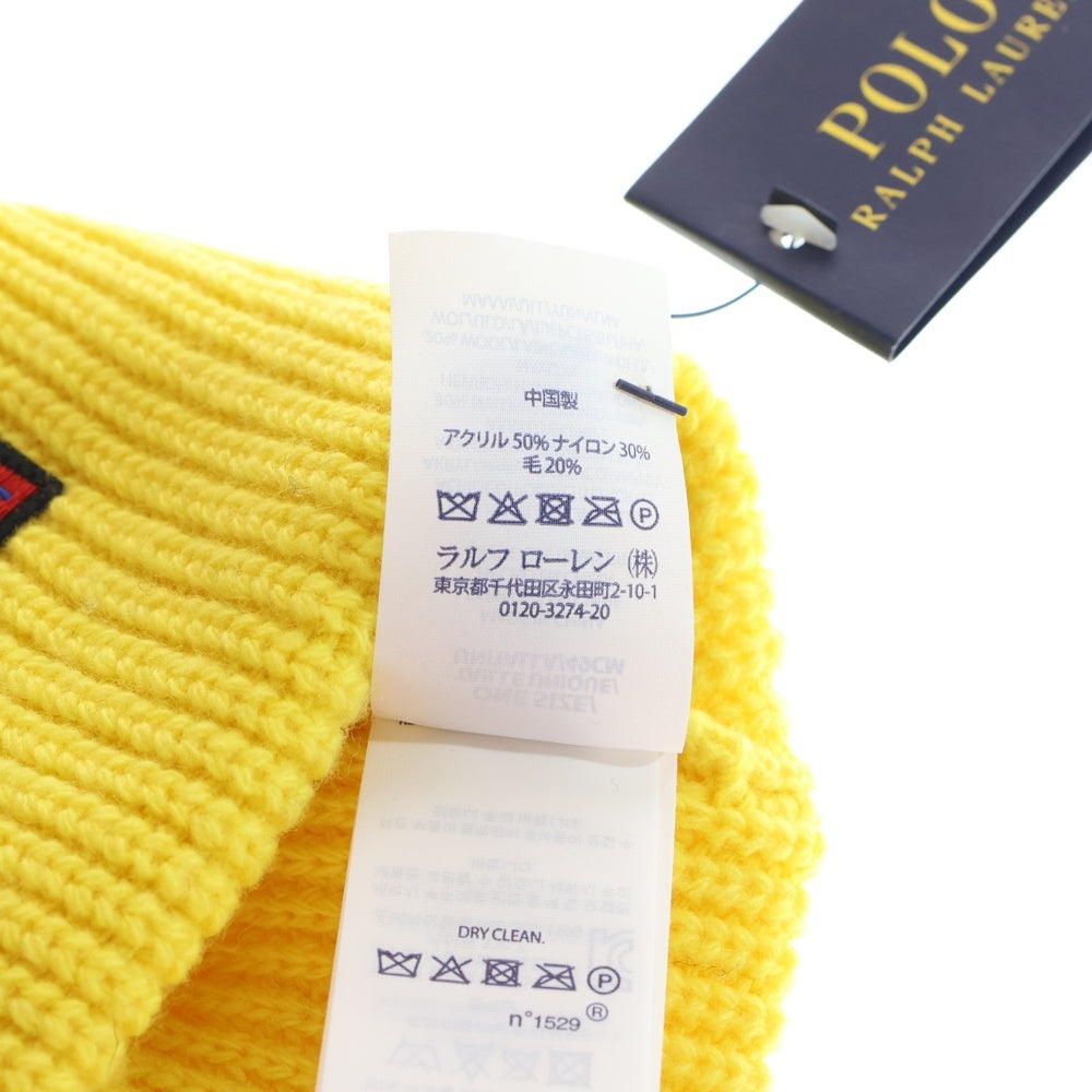 POLO RALPH LAUREN(ポロラルフローレン) HI TECH Knit Beanie フロントロゴ ニット ビーニー 帽子 イエロー