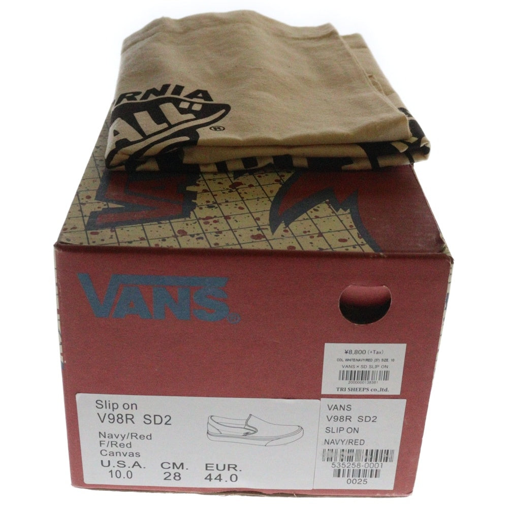 VANS(ヴァンズ) × STANDARD CALIFORNIA V98R SD2 Slip-On スタンダード カリフォルニア スリッポン ローカットスニーカー ブルー/レッド US10/28cm 535258-0001