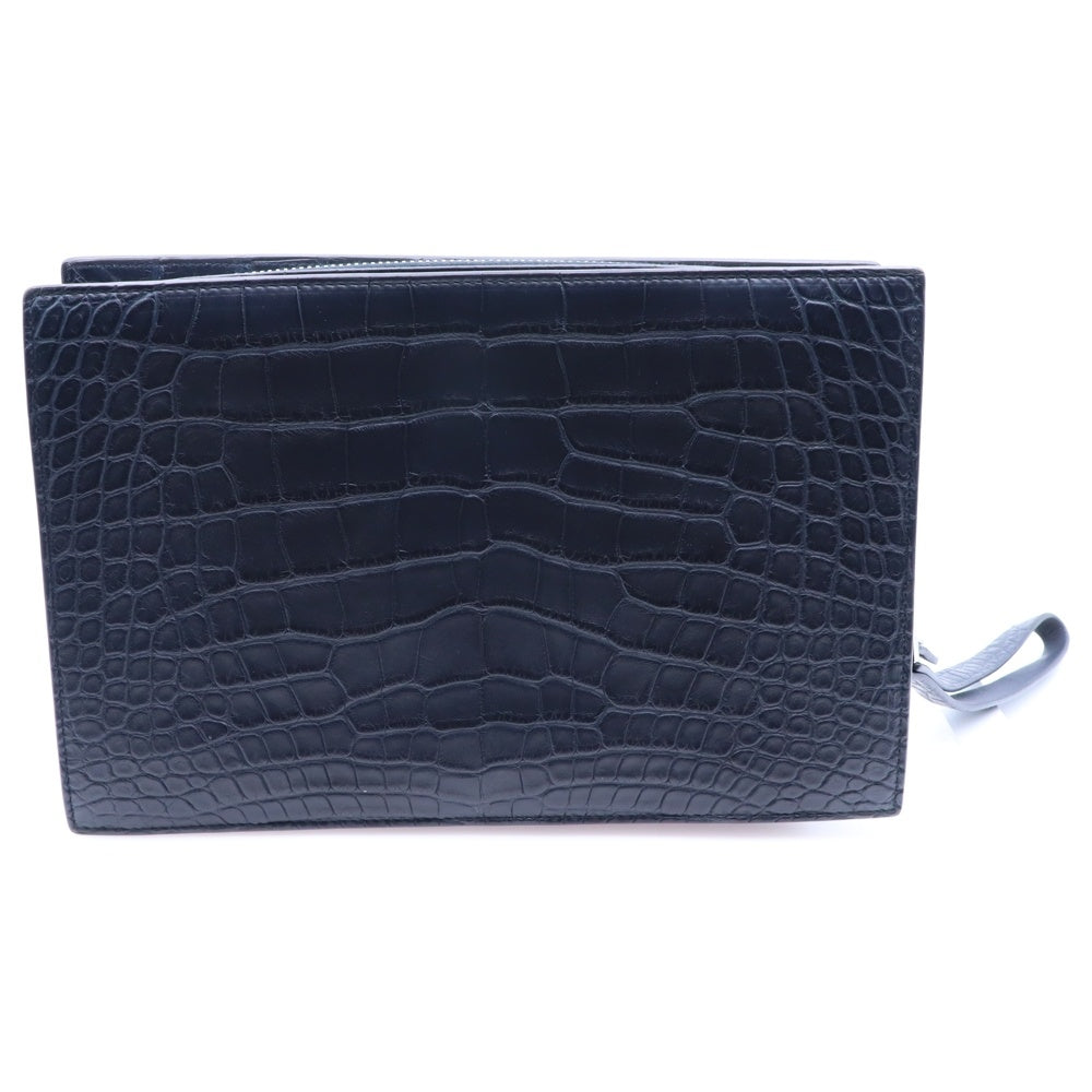 BOTTEGA VENETA(ボッテガヴェネタ) クロコダイル エキゾチックレザー クラッチバッグ ブラック