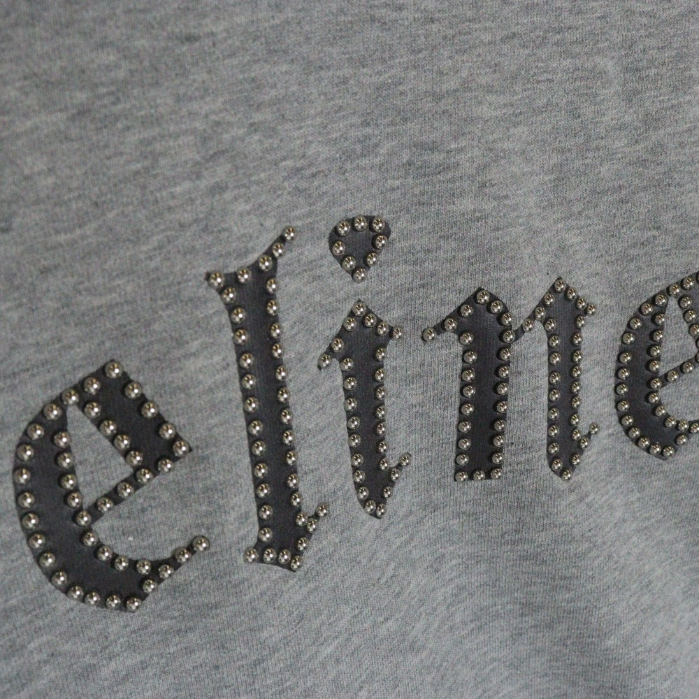 CELINE(セリーヌ) 22SS GOTHIC STUDS HOODIE スタッズ ゴシックロゴ プルオーバースウェットパーカー フーディ グレー 2Y588670Q
