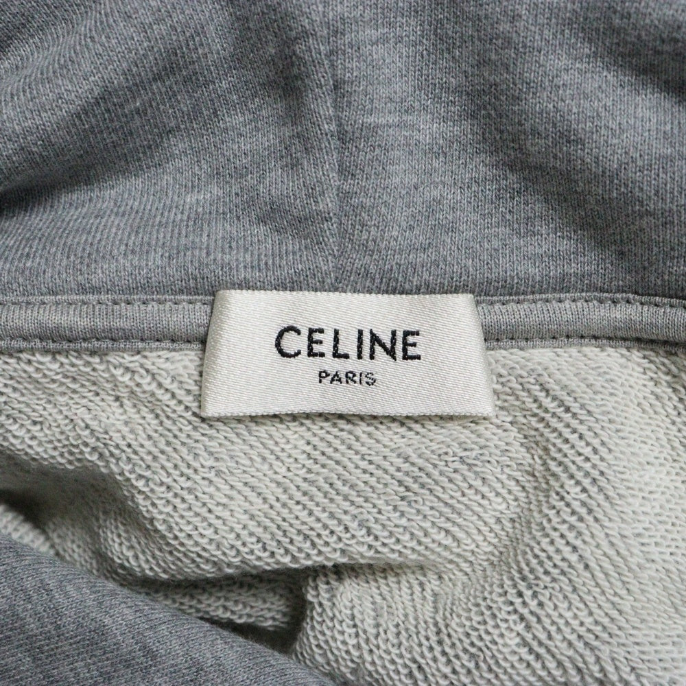 CELINE(セリーヌ) 22SS GOTHIC STUDS HOODIE スタッズ ゴシックロゴ プルオーバースウェットパーカー フーディ グレー 2Y588670Q