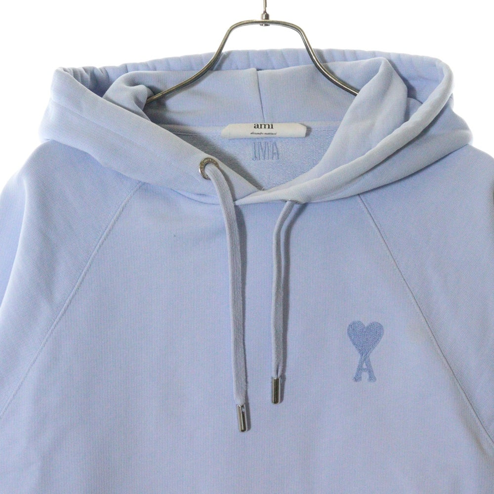 AMI Alexandre Mattiussi(アミアレクサンドルマテュッシ) AMI DE COEUR Sweat アミ ドゥ クール ハートロゴ 刺繍 プルオーバースウェットパーカー フーディ ブルー USW204.747