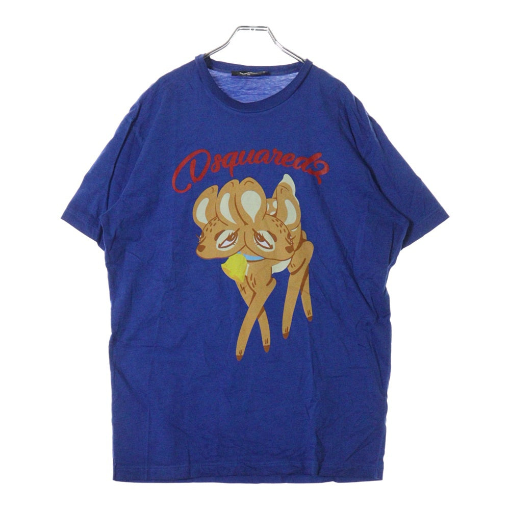 DSQUARED2(ディースクエアード) 21AW Cool Fit バンビ フロントプリント 半袖Tシャツ カットソー ブルー S71GD1106 S22427