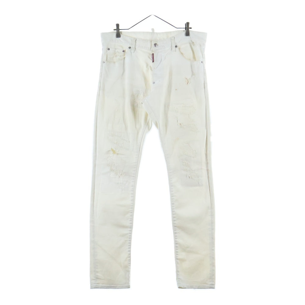DSQUARED2(ディースクエアード) 14AW COOL GUY JEAN ストレッチ ダメージ加工 デニムパンツ ホワイト S74LA0669 S39781