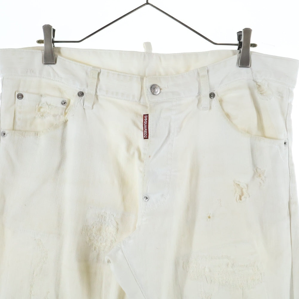 DSQUARED2(ディースクエアード) 14AW COOL GUY JEAN ストレッチ ダメージ加工 デニムパンツ ホワイト S74LA0669 S39781