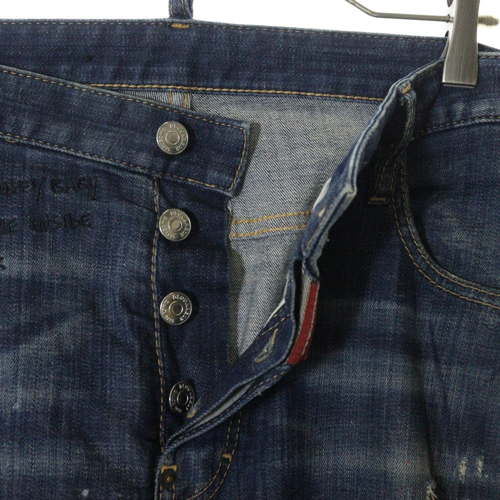 DSQUARED2(ディースクエアード) 19AW Tidy Biker Jean ダメージ加工 ストレッチ ストレート デニムパンツ インディゴ S74LB0594 S30342