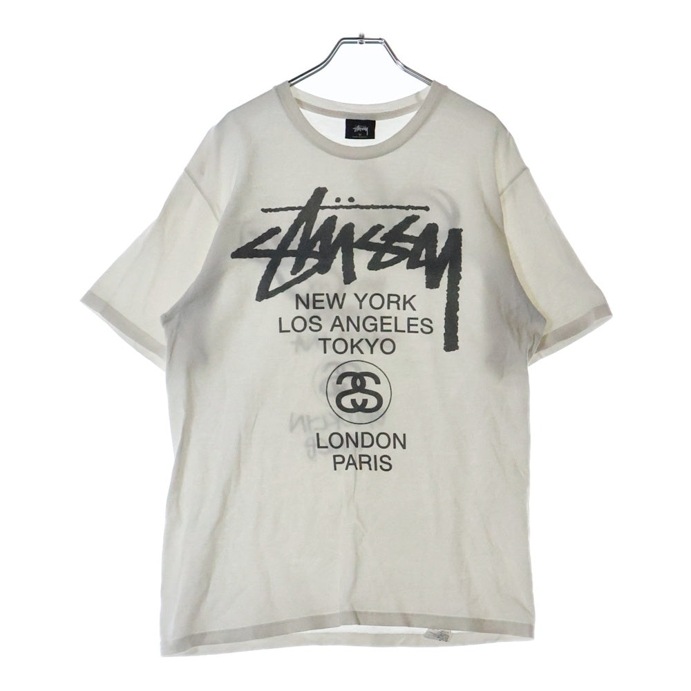 STUSSY(ステューシー) ワールドツアー 両面プリント 半袖Tシャツ カットソー ホワイト