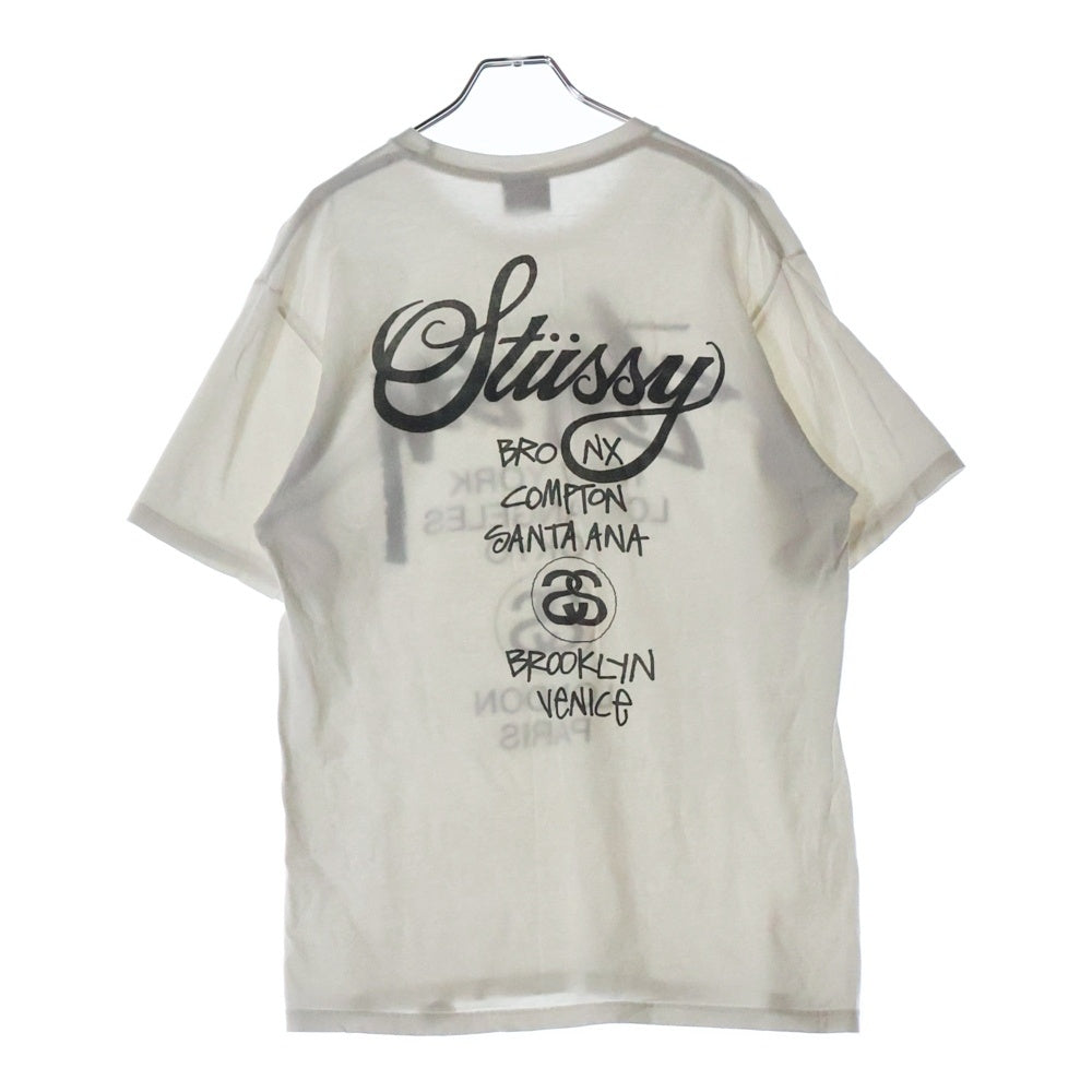 STUSSY(ステューシー) ワールドツアー 両面プリント 半袖Tシャツ カットソー ホワイト