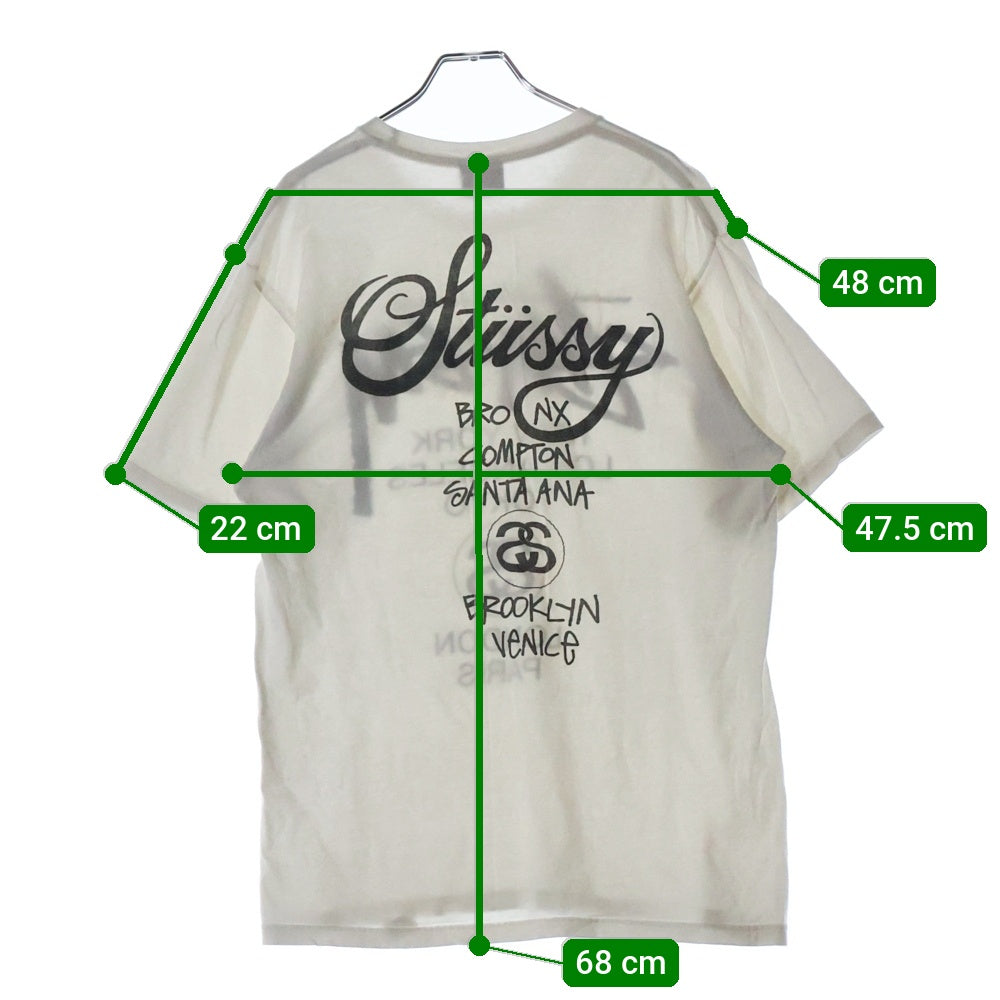 STUSSY(ステューシー) ワールドツアー 両面プリント 半袖Tシャツ カットソー ホワイト