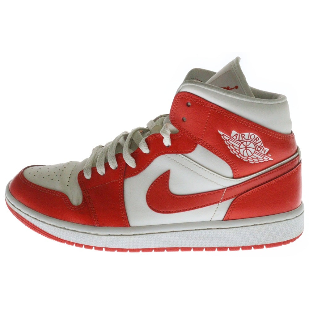 NIKE(ナイキ) WMNS AIR JORDAN 1 MID WHITE HABANERO RED ウィメンズ エアジョーダン1 ミッドカットスニーカー レッド US11/28cm BQ6472-116