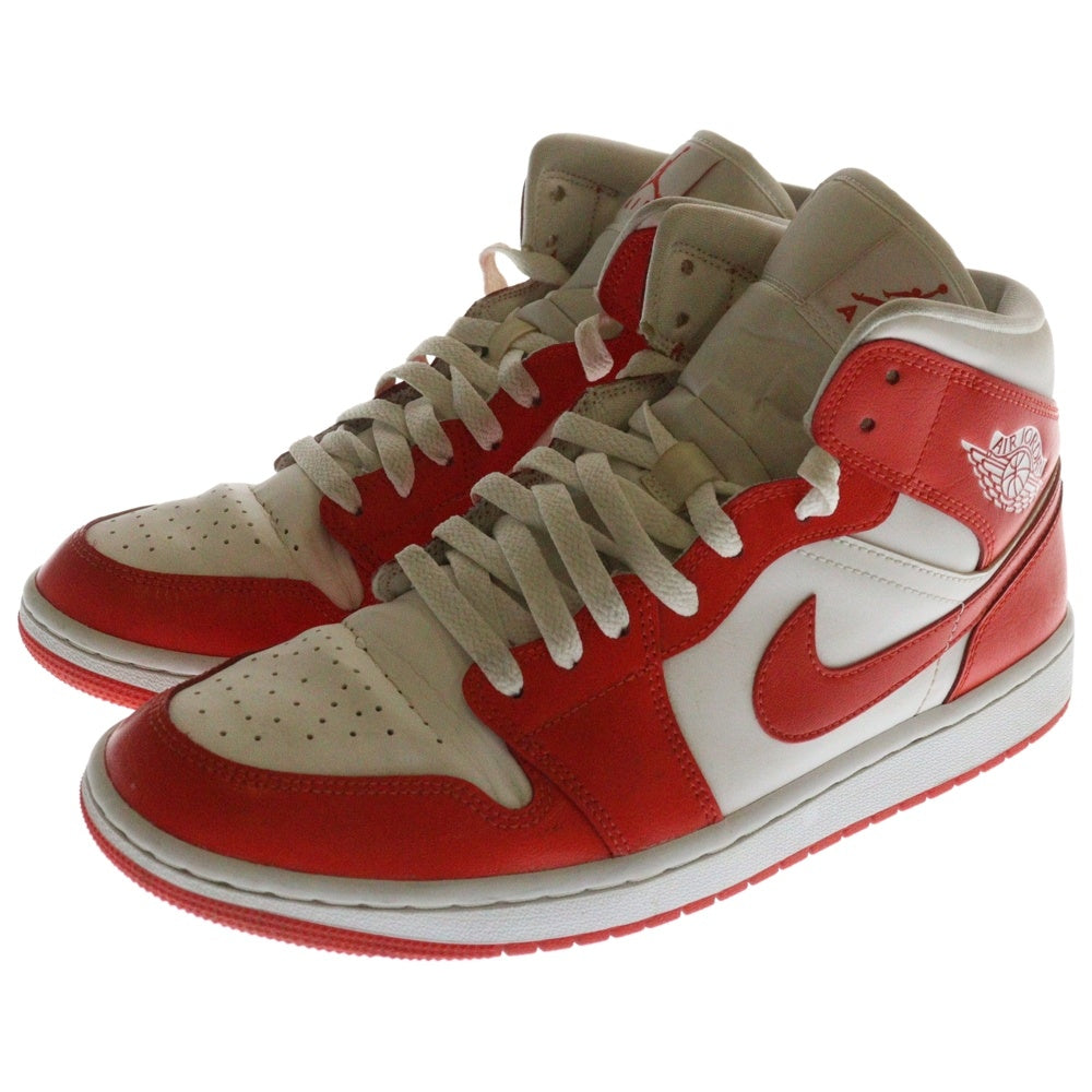 NIKE(ナイキ) WMNS AIR JORDAN 1 MID WHITE HABANERO RED ウィメンズ エアジョーダン1 ミッドカットスニーカー レッド US11/28cm BQ6472-116