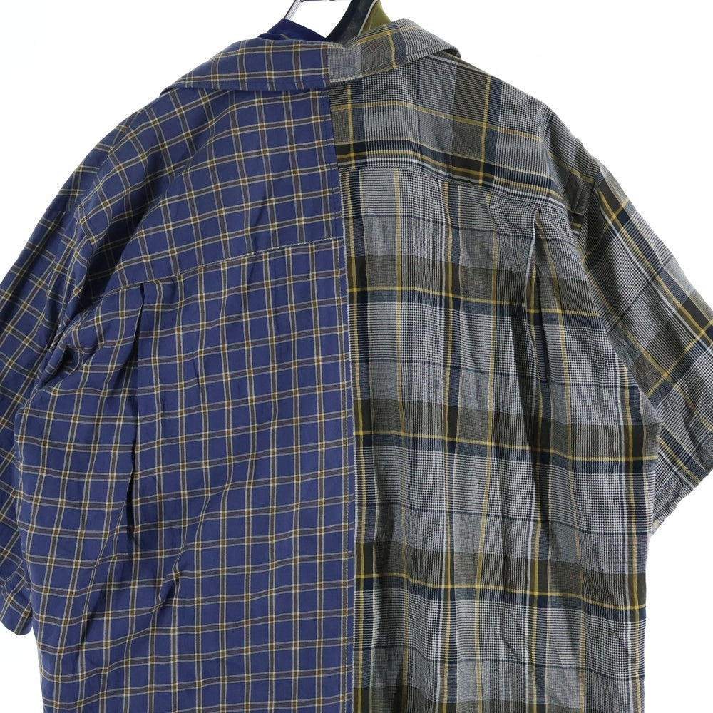 MIHARA YASUHIRO(ミハラヤスヒロ) Mix Pattern Shirts ミックスパターン ドッキング半袖シャツ ネイビー/カーキ A02SH171