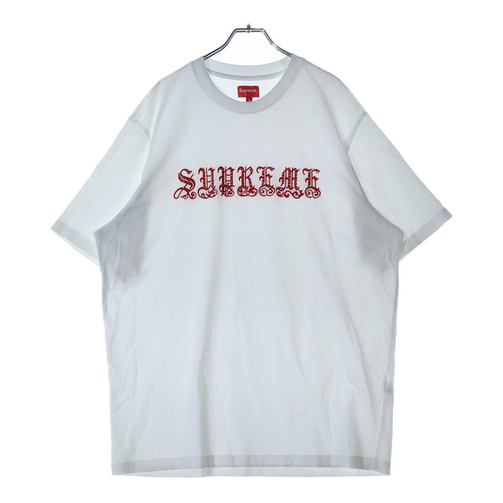 SUPREME(シュプリーム) 21SS Old English Rhinestone S/S Top オールドイングリッシュ ラインストーン 半袖Tシャツ カットソー ホワイト
