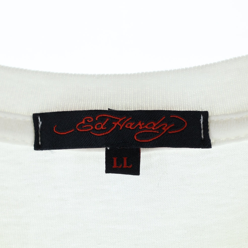 Ed Hardy(エドハーディー) フロント タイガー プリント半袖Tシャツ カットソー ホワイト