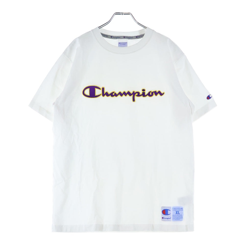 CHAMPION(チャンピオン) スクリプト ロゴ クルーネック 半袖Tシャツ カットソー ホワイト C3-Q301