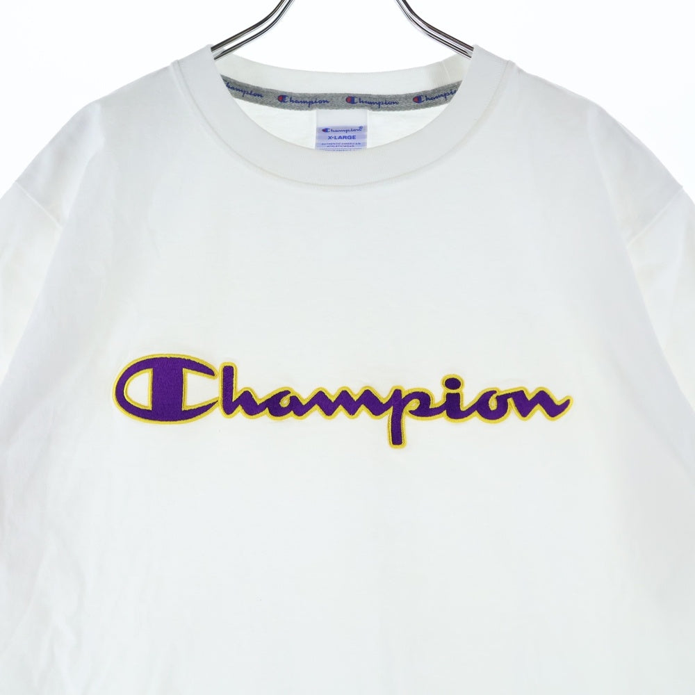 CHAMPION(チャンピオン) スクリプト ロゴ クルーネック 半袖Tシャツ カットソー ホワイト C3-Q301