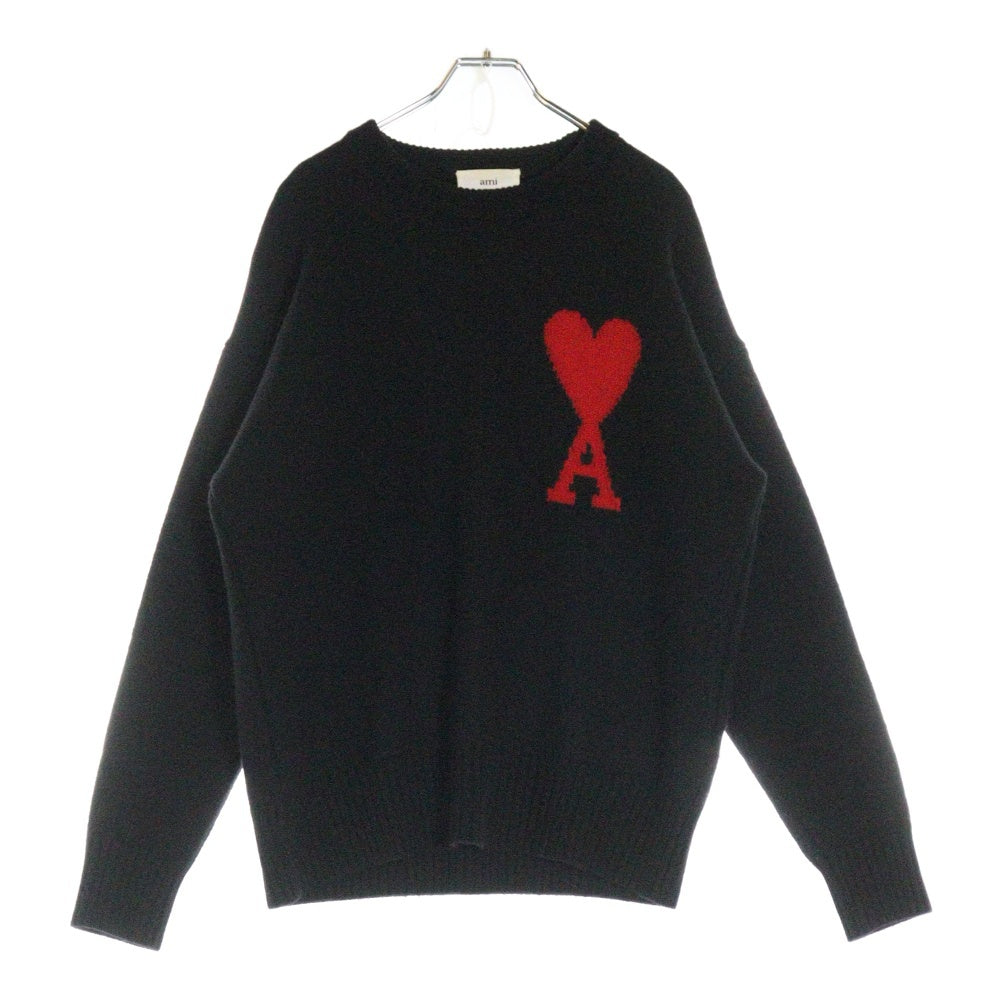 AMI Alexandre Mattiussi(アミアレクサンドルマテュッシ) Ami de Coeur メリノウールフェルト ニット セーター ブラック H21K009 018