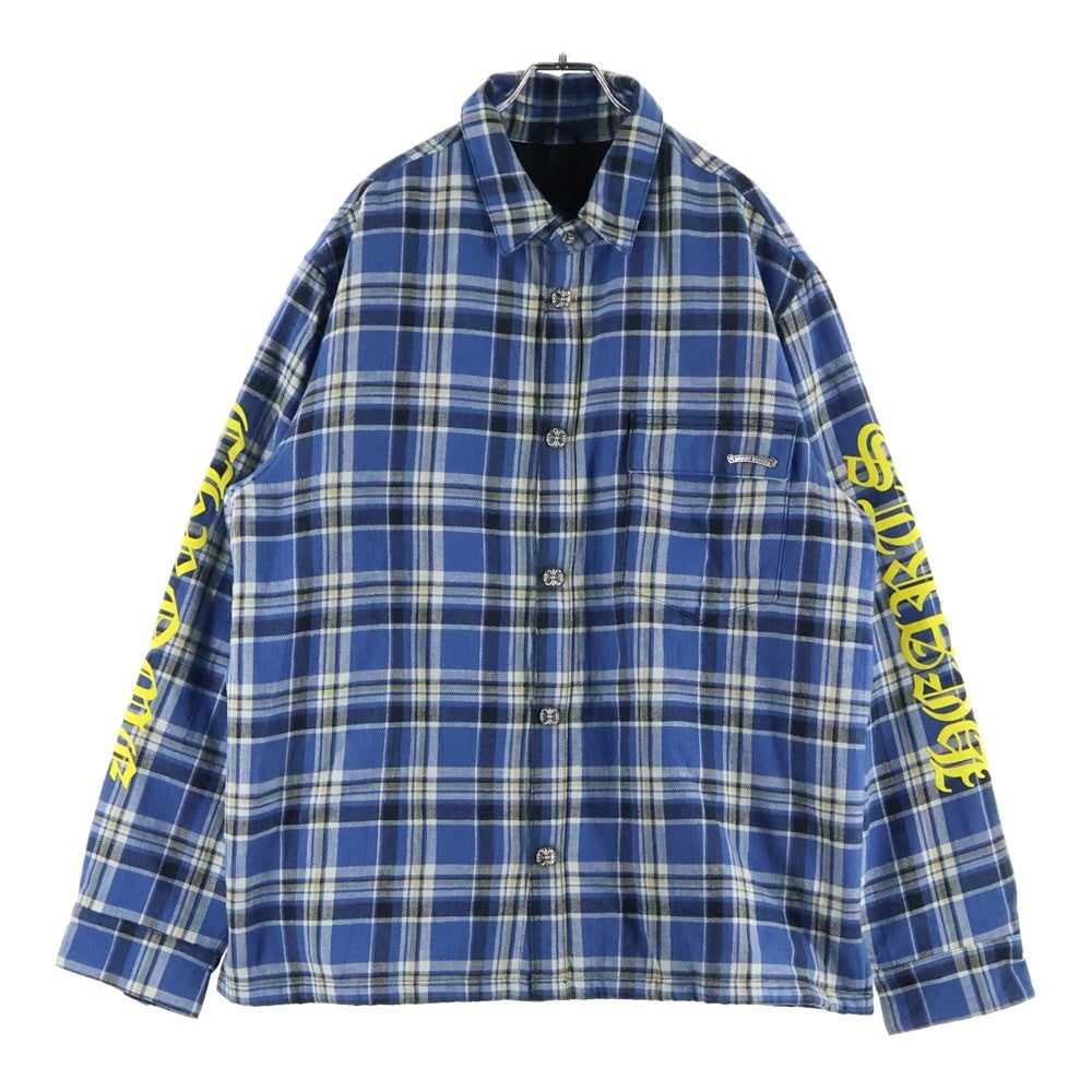 CHROME HEARTS(クロムハーツ) WORKN JNKYD PLD ワーキン プレイドチェック アームロゴプリント 中綿シャツジャケット ブルー