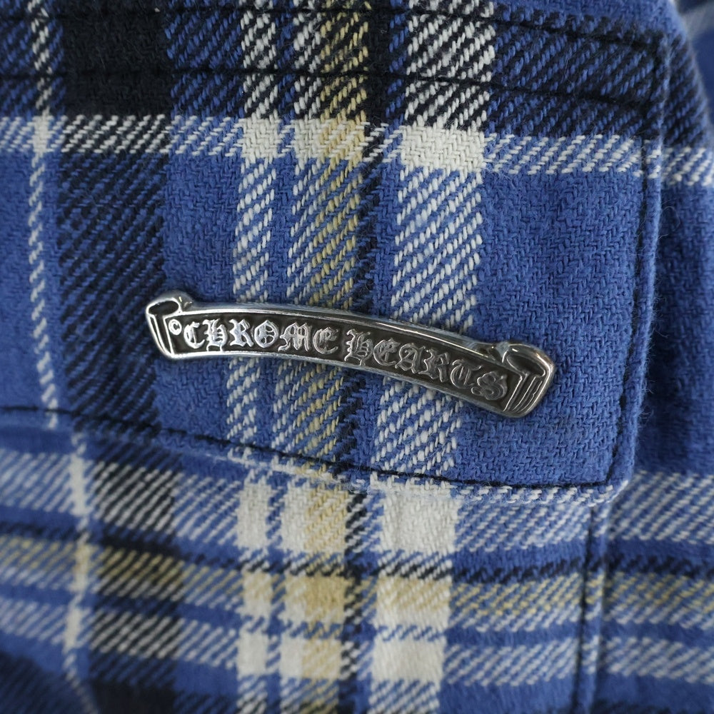 CHROME HEARTS(クロムハーツ) WORKN JNKYD PLD ワーキン プレイドチェック アームロゴプリント 中綿シャツジャケット ブルー