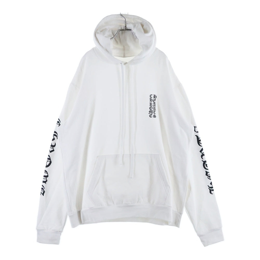CHROME HEARTS(クロムハーツ) SWTSHRT PLVR バーティカルロゴ 袖プリントプルオーバースウェットパーカー フーディ ホワイト