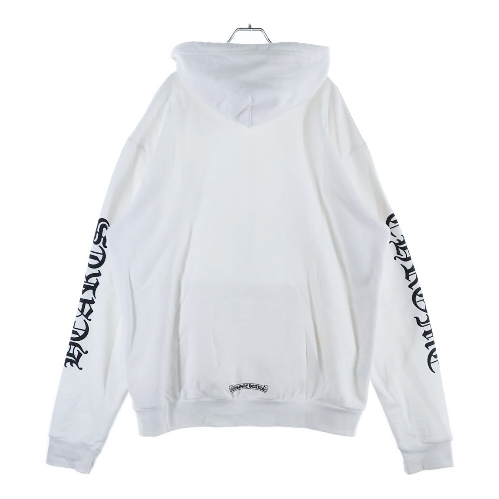 CHROME HEARTS(クロムハーツ) SWTSHRT PLVR バーティカルロゴ 袖プリントプルオーバースウェットパーカー フーディ ホワイト