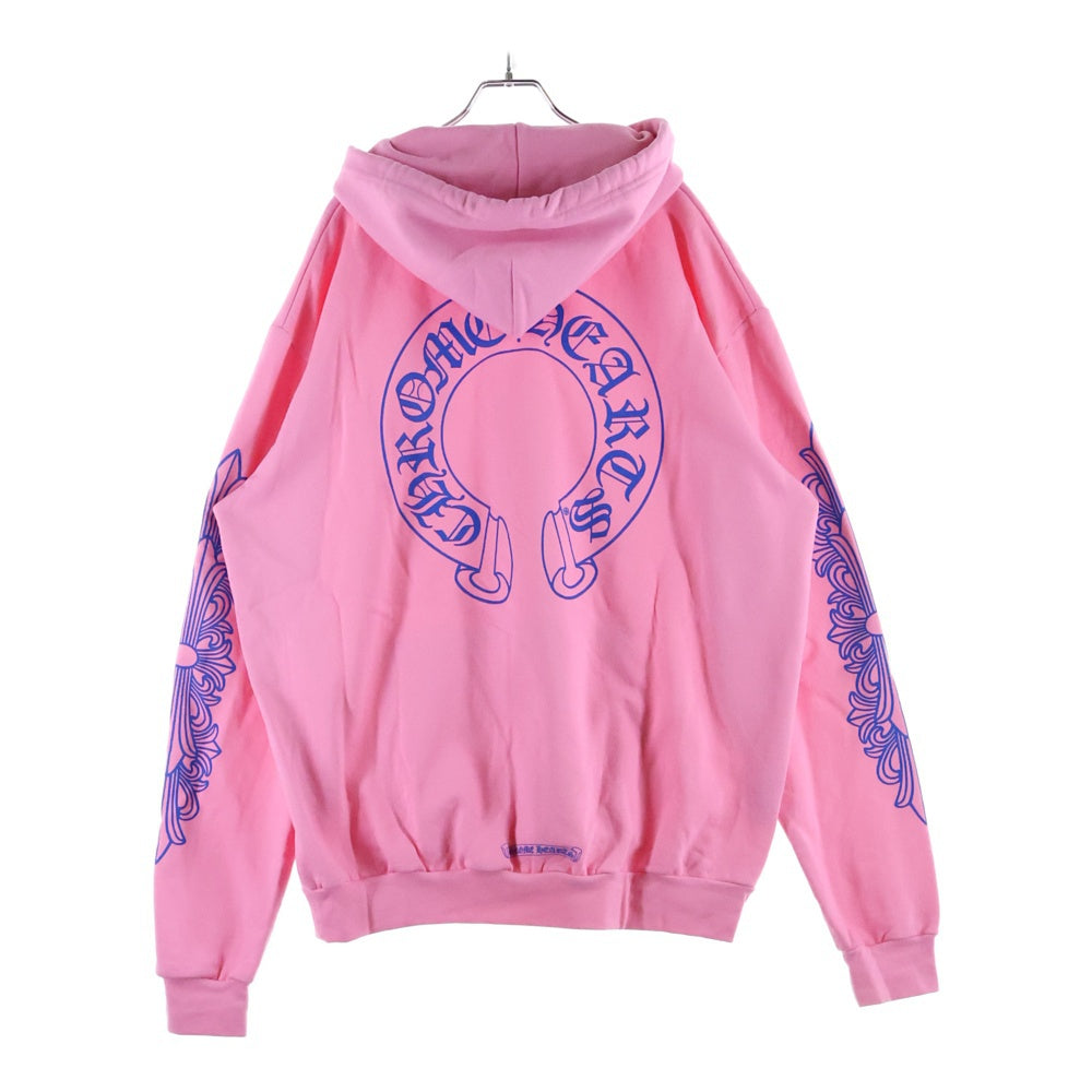 CHROME HEARTS(クロムハーツ) SWTSHRT PLVR LTD NYC限定 バックホースシュープリント プルオーバースウェットパーカー フーディ ピンク