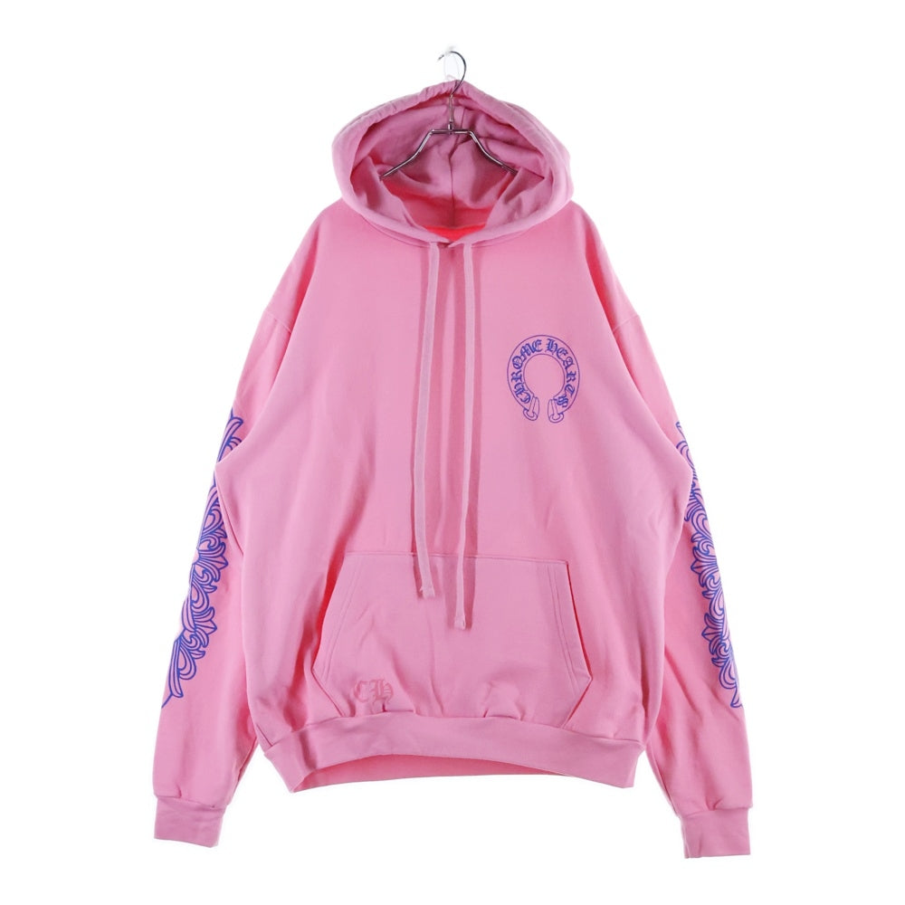 CHROME HEARTS(クロムハーツ) SWTSHRT PLVR LTD NYC限定 バックホースシュープリント プルオーバースウェットパーカー フーディ ピンク