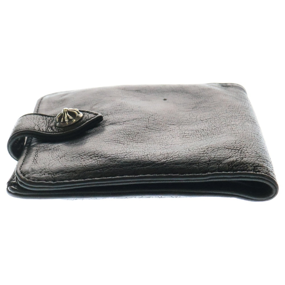 CHROME HEARTS(クロムハーツ) SQ BTN BILL スクエアボタンビル フラップボタン レザーウォレット 2つ折り財布 ブラック