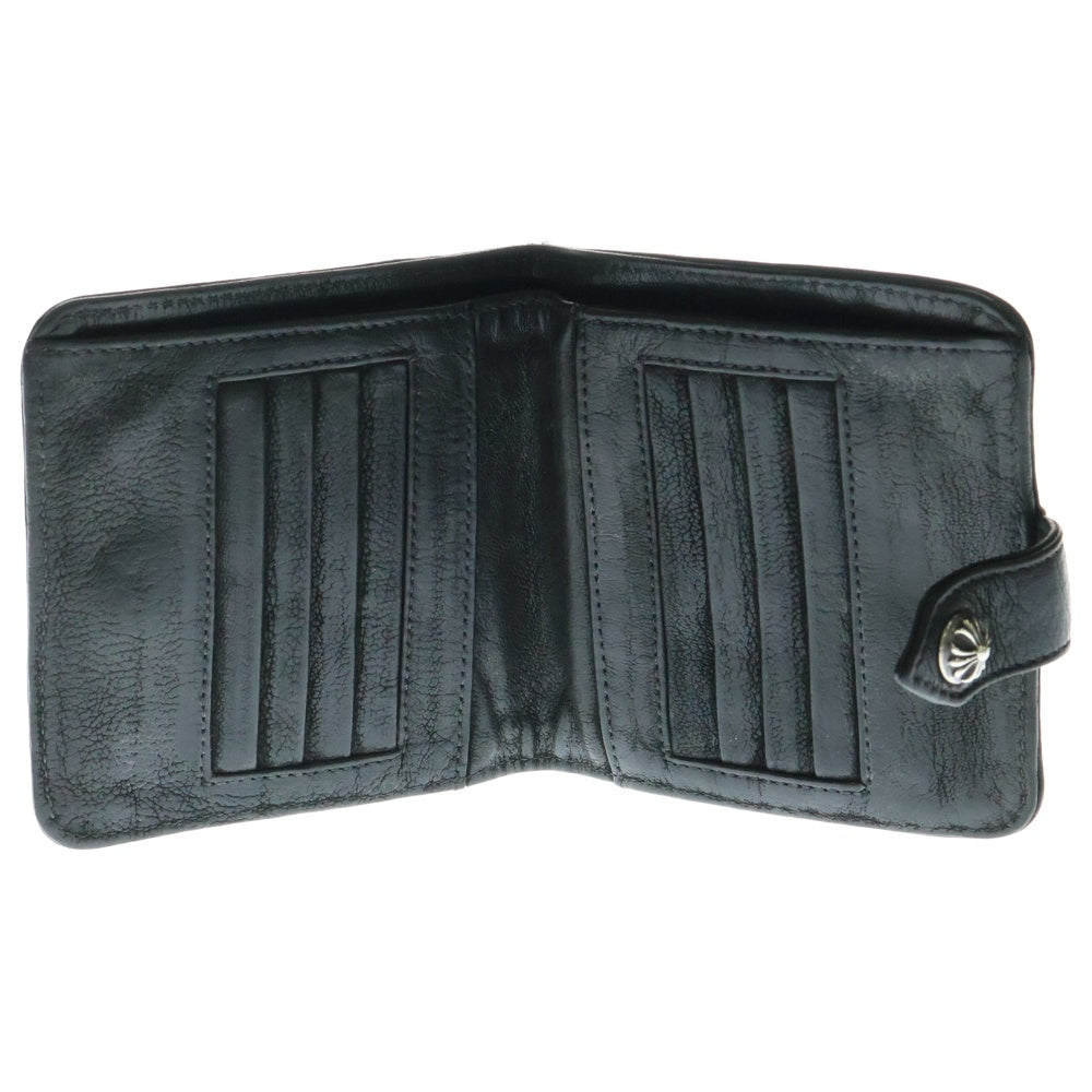 CHROME HEARTS(クロムハーツ) SQ BTN BILL スクエアボタンビル フラップボタン レザーウォレット 2つ折り財布 ブラック
