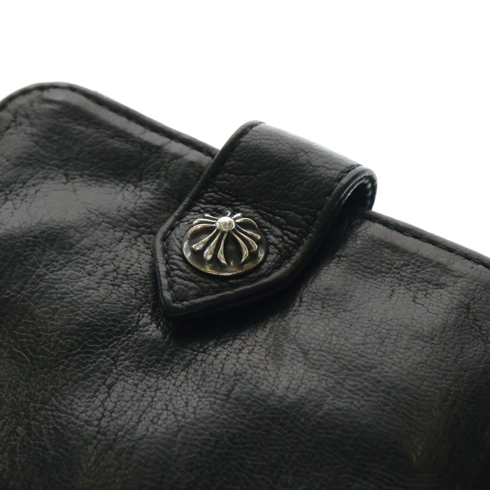 CHROME HEARTS(クロムハーツ) SQ BTN BILL スクエアボタンビル フラップボタン レザーウォレット 2つ折り財布 ブラック