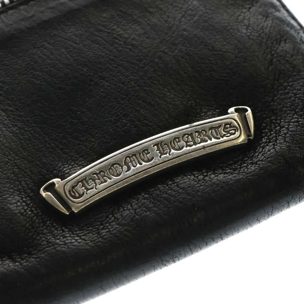 CHROME HEARTS(クロムハーツ) SQ BTN BILL スクエアボタンビル フラップボタン レザーウォレット 2つ折り財布 ブラック