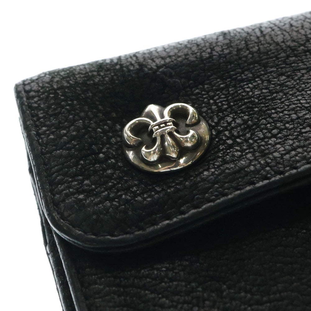 CHROME HEARTS(クロムハーツ) WAVE BSフレアボタン ウェーブ デストロイレザー ウォレット 長財布 ブラック