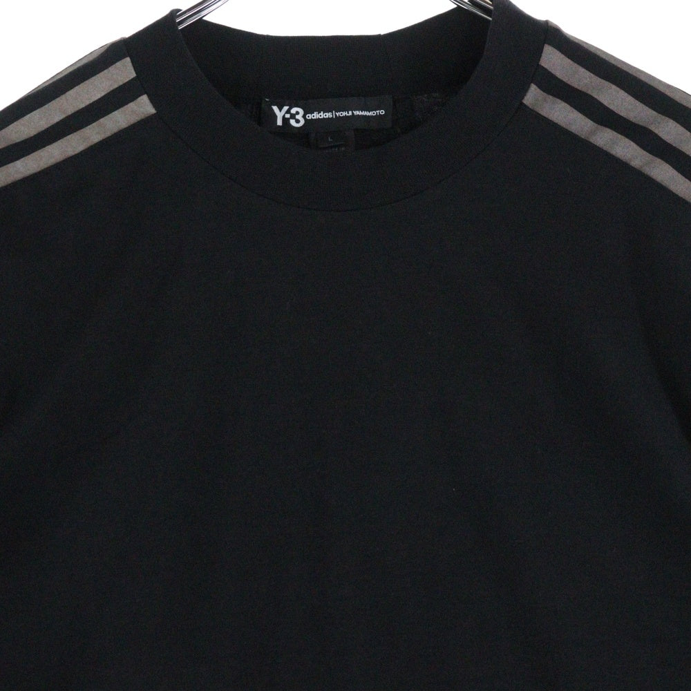 Y-3(ワイスリー) × yohji Yamamoto 3S LS TEE ヨウジヤマモト 3ストライプ フロントロゴプリント クルーネック 長袖Tシャツ ブラック DP0771