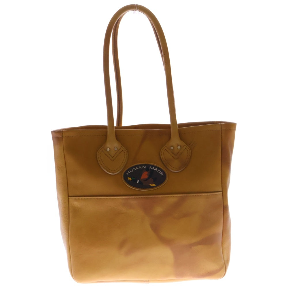 HUMAN MADE(ヒューマンメイド) Leather Tote Bag ワッペン 刺繍 レザー トートバッグ ブラウン