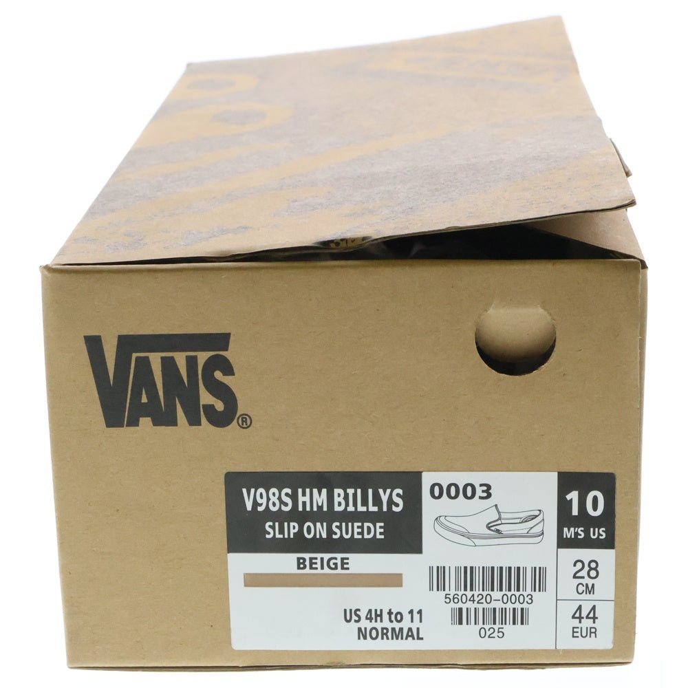 VANS(ヴァンズ) × BILLYS 2rd V98S HALFMOON SLIP-ON SUEDE ビリーズ 別注 セカンドモデル V98S ハーフムーン ローカットスニーカー US10/28cm 560420-0003