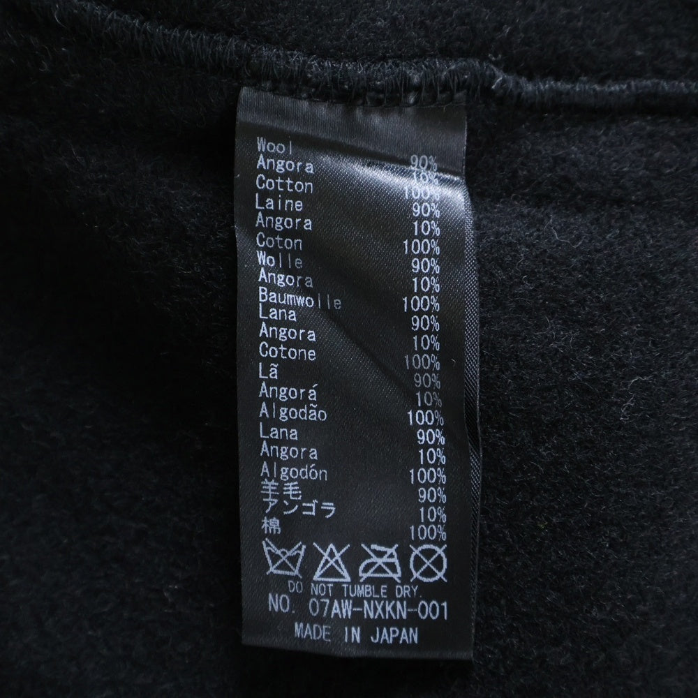 NEXUS7(ネクサスセブン) 07AW × KAWS OriginalFake カウズ オリジナルフェイク ロゴ刺繍 ウール 長袖 ポロシャツ ブラック 07AW-NXKN-001