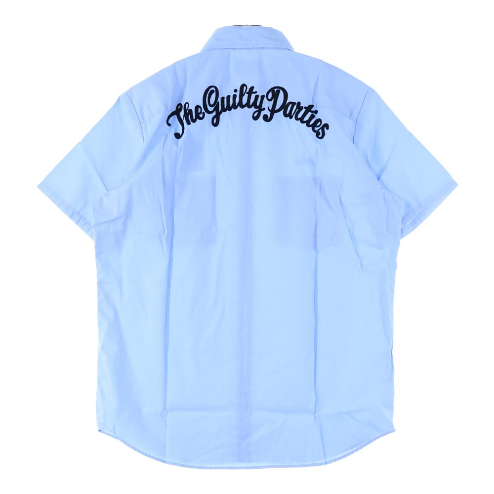 WACKO MARIA(ワコマリア) 10SS パッチワーク ワッペンロゴ フロントポケット 半袖ワークシャツ ブルー 10SS-SHI-44
