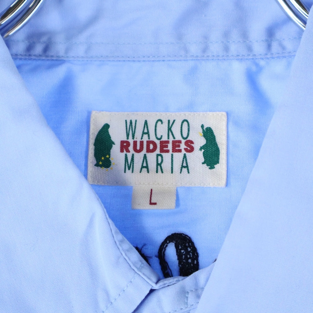 WACKO MARIA(ワコマリア) 10SS パッチワーク ワッペンロゴ フロントポケット 半袖ワークシャツ ブルー 10SS-SHI-44