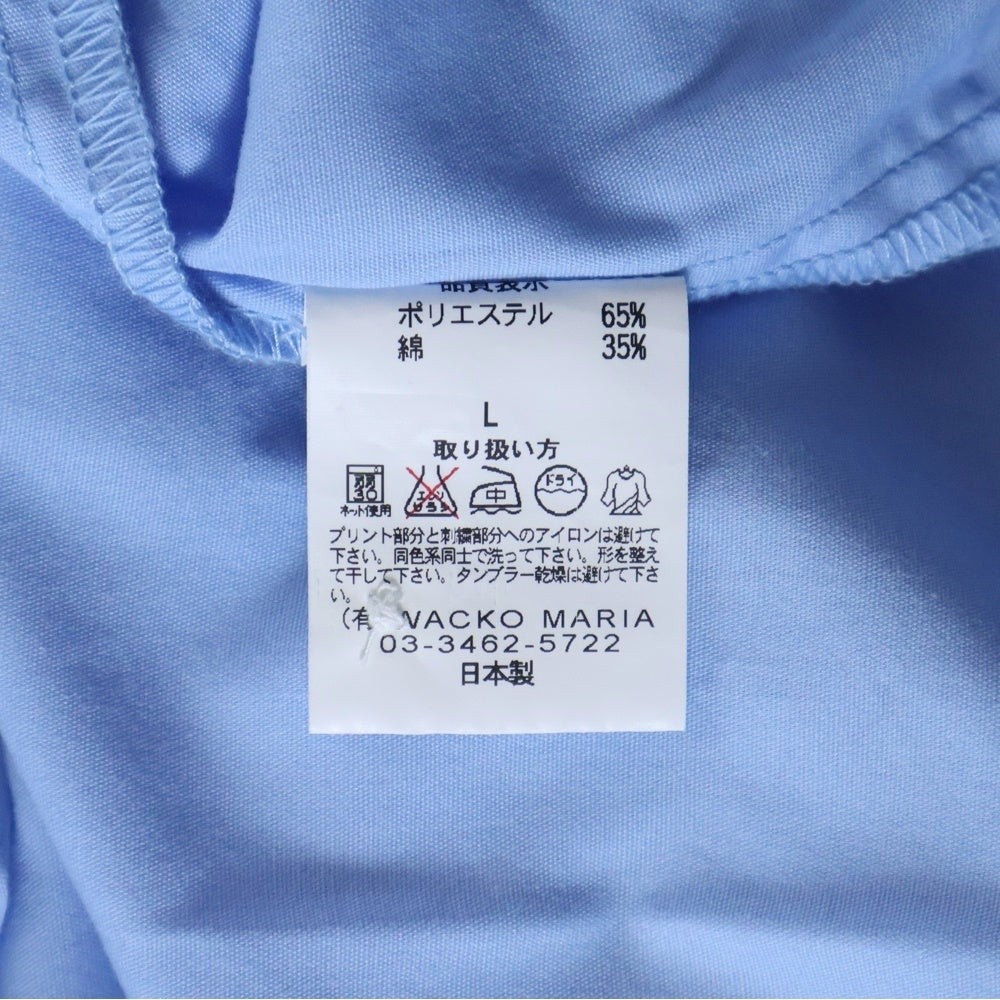 WACKO MARIA(ワコマリア) 10SS パッチワーク ワッペンロゴ フロントポケット 半袖ワークシャツ ブルー 10SS-SHI-44
