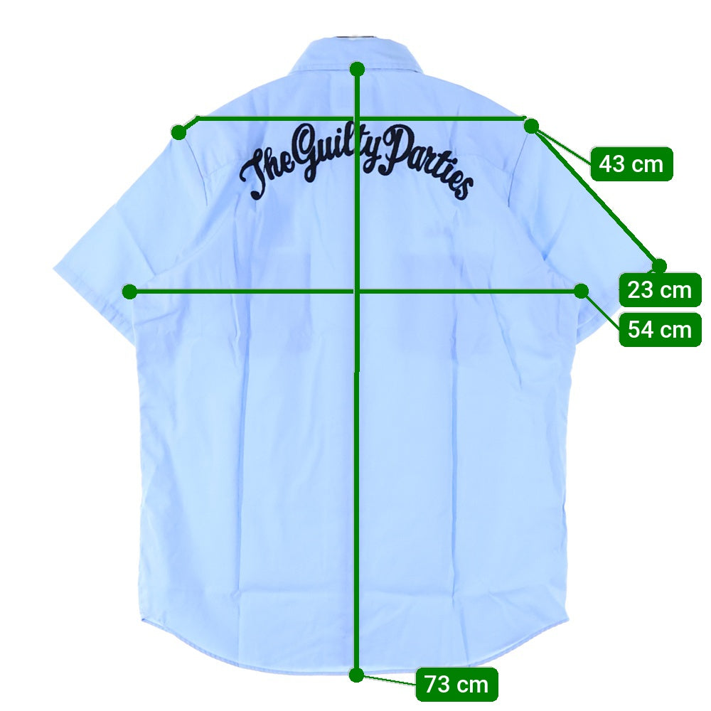WACKO MARIA(ワコマリア) 10SS パッチワーク ワッペンロゴ フロントポケット 半袖ワークシャツ ブルー 10SS-SHI-44