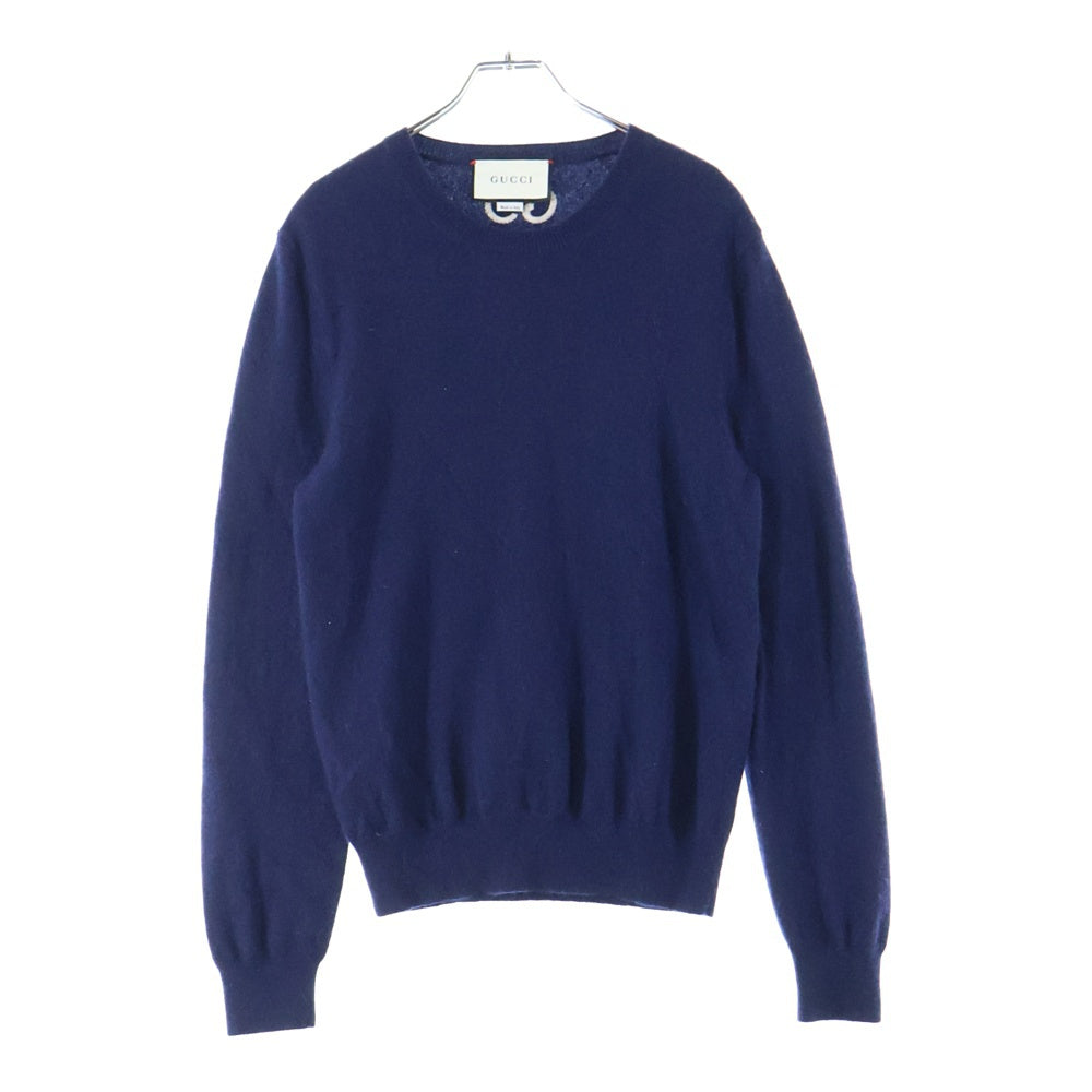 GUCCI(グッチ) CASHMERE GG LOGO EMBROIDERY SWEATER カシミヤニットセーター ネイビー 597736 XKA5B