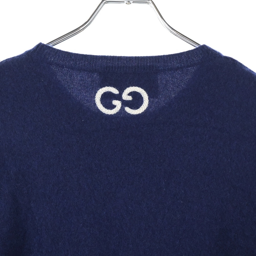 GUCCI(グッチ) CASHMERE GG LOGO EMBROIDERY SWEATER カシミヤニットセーター ネイビー 597736 XKA5B