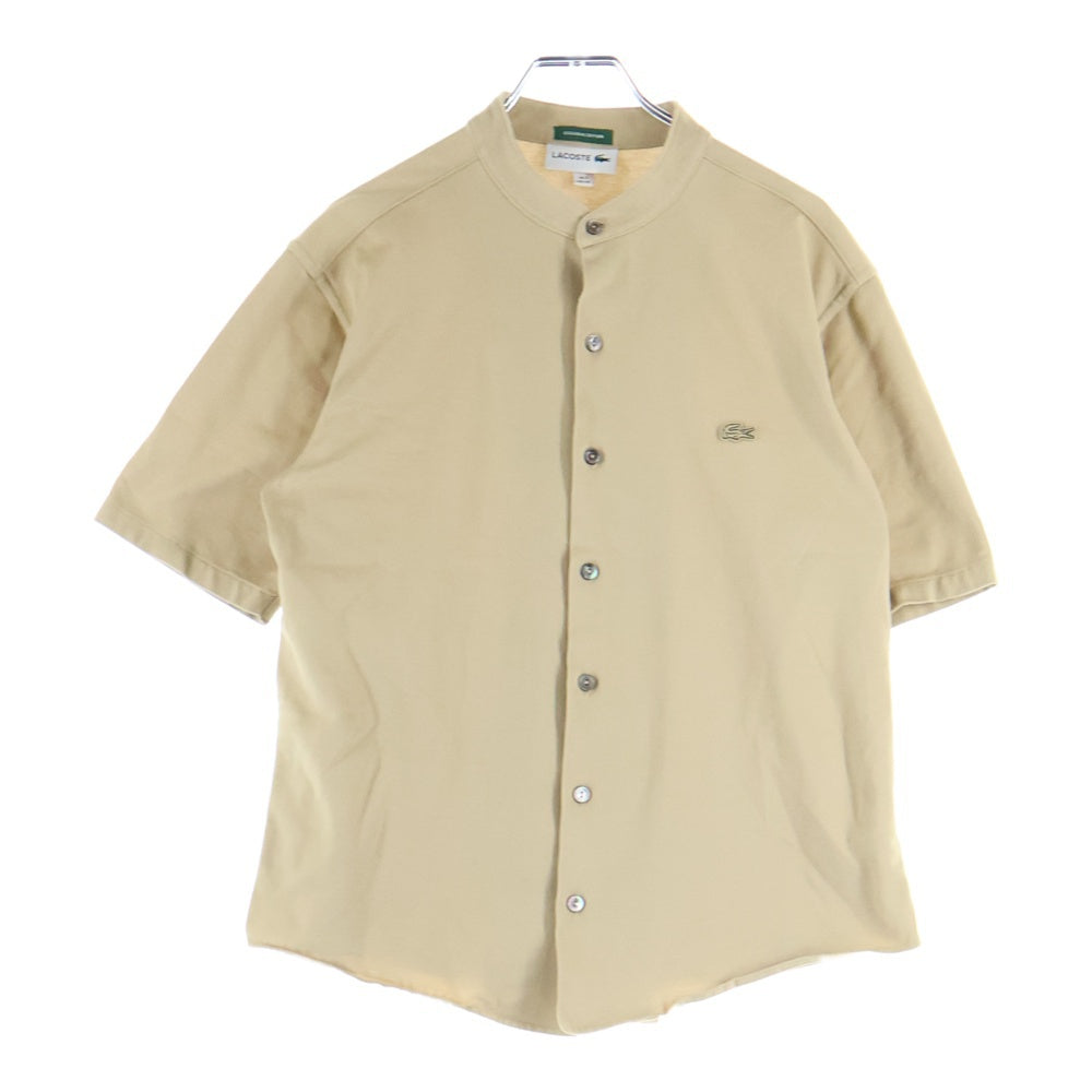 LACOSTE(ラコステ) ロゴワッペン バンドカラー フルオープン 半袖シャツ ベージュ