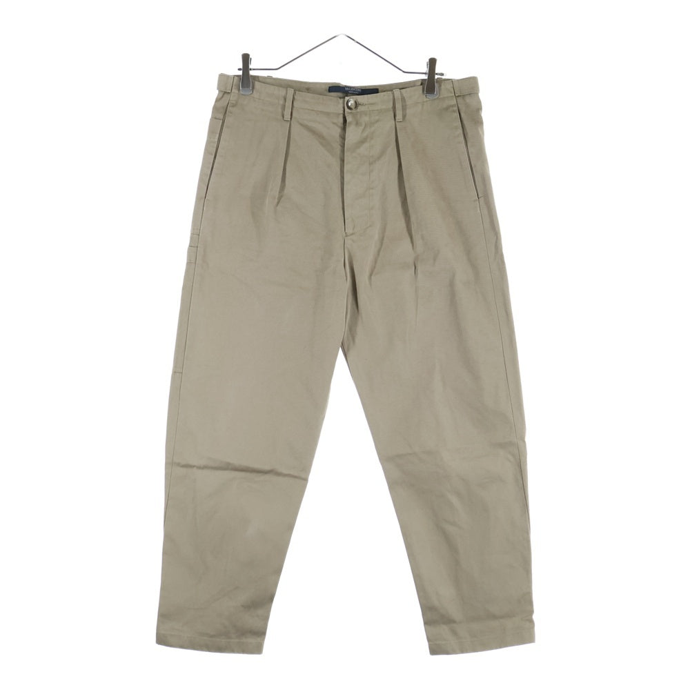 VALENTINO(ヴァレンティノ) Tuck Wide Chino Pants ロゴプリント タックワイドパンツ ベージュ PV0RE66348N