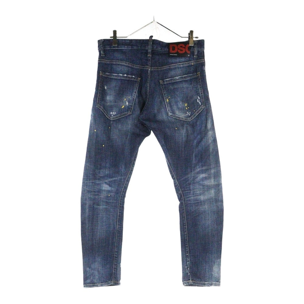 DSQUARED2(ディースクエアード) 20SS ダメージリペア加工ペイントスキニーデニムパンツ インディゴ S71LB0753 S30342