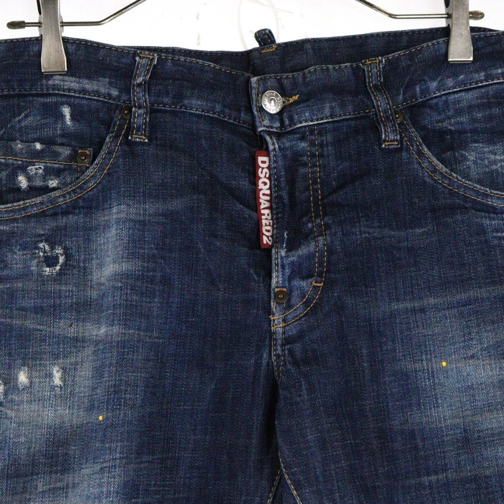 DSQUARED2(ディースクエアード) 20SS ダメージリペア加工ペイントスキニーデニムパンツ インディゴ S71LB0753 S30342
