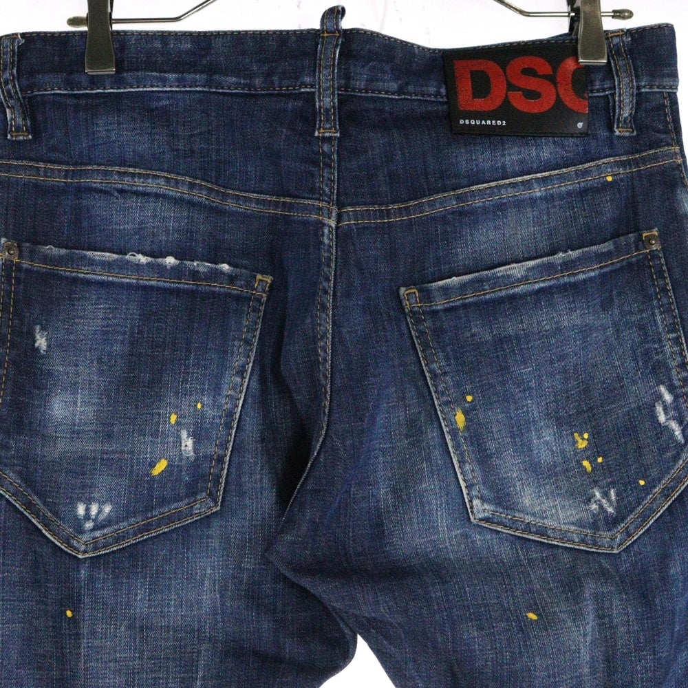 DSQUARED2(ディースクエアード) 20SS ダメージリペア加工ペイントスキニーデニムパンツ インディゴ S71LB0753 S30342